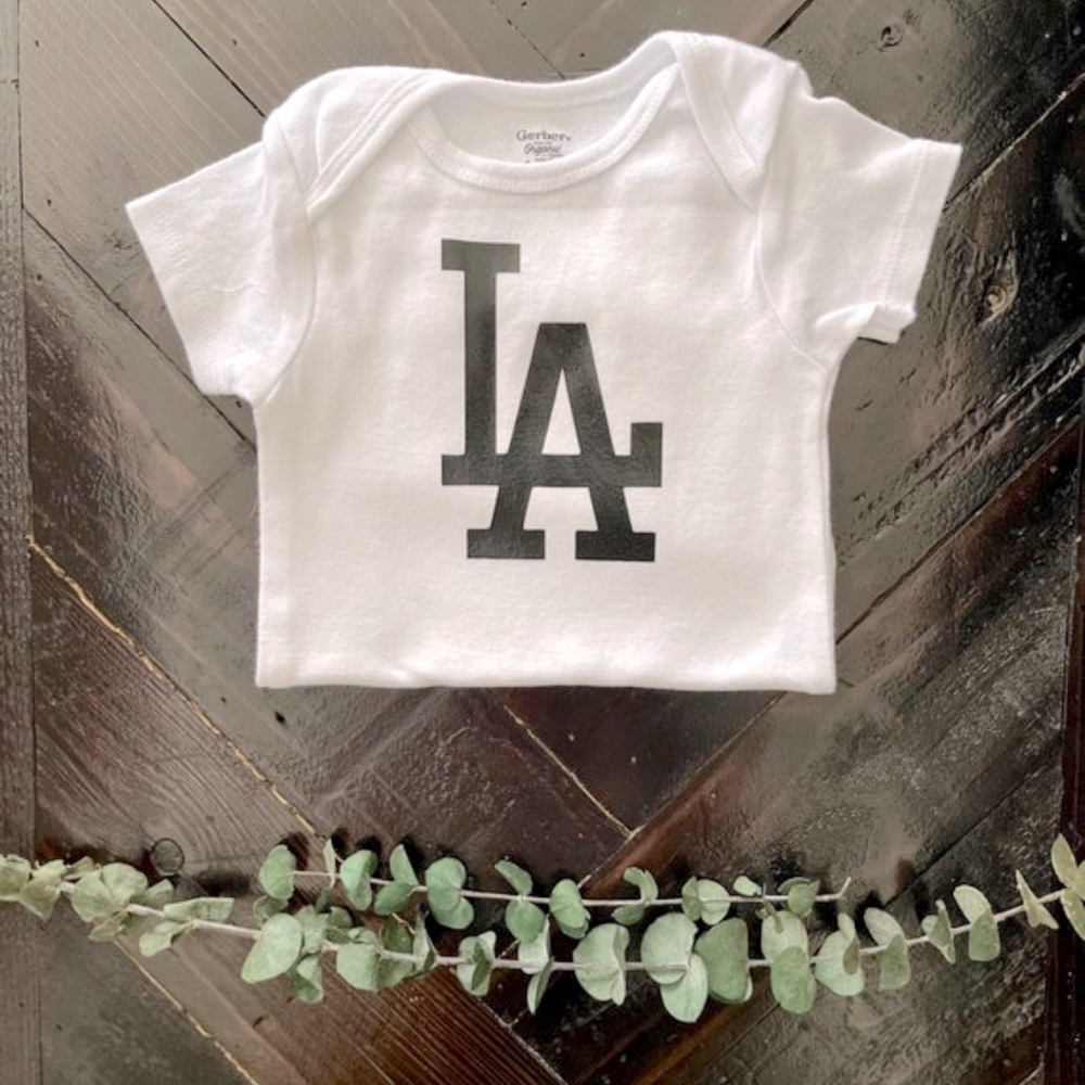 Los Angeles LA Dodgers inspired custom baby onesie